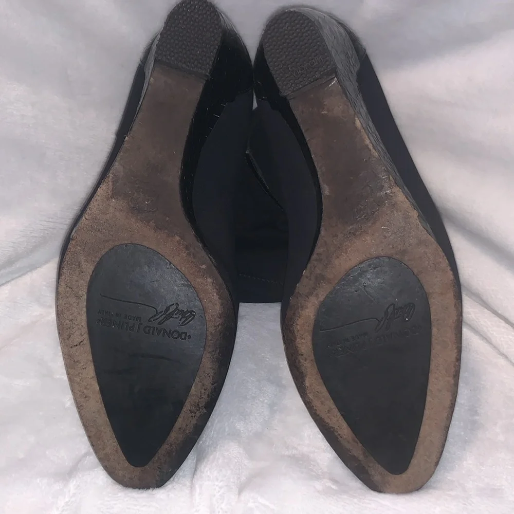 Donald J Piner pull on couture wedge boots